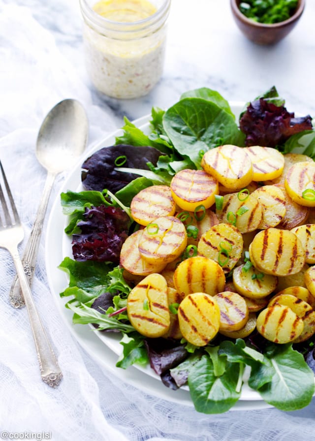 Grilled Potato Salad and Feta Dressing