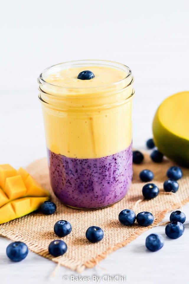 Mango Blueberry and Soy Breakfast Smoothie