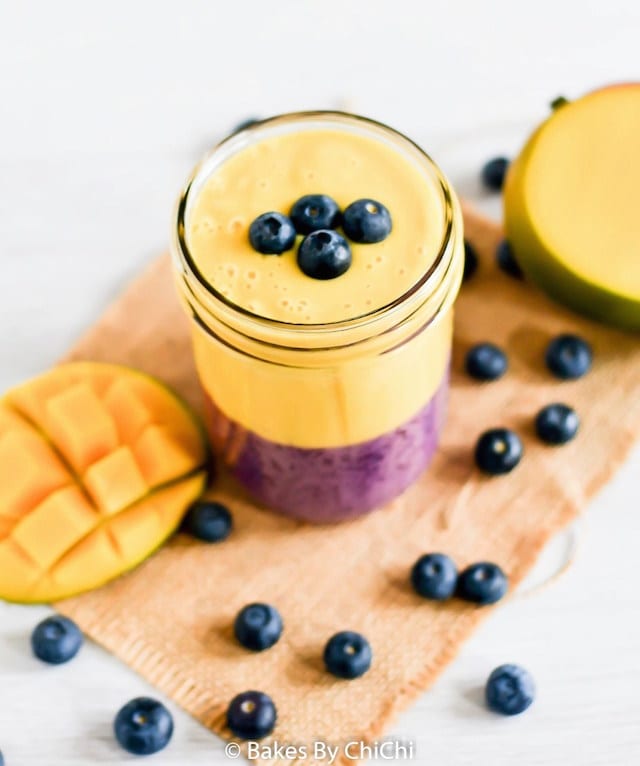 Mango Blueberry and Soy Breakfast Smoothie3