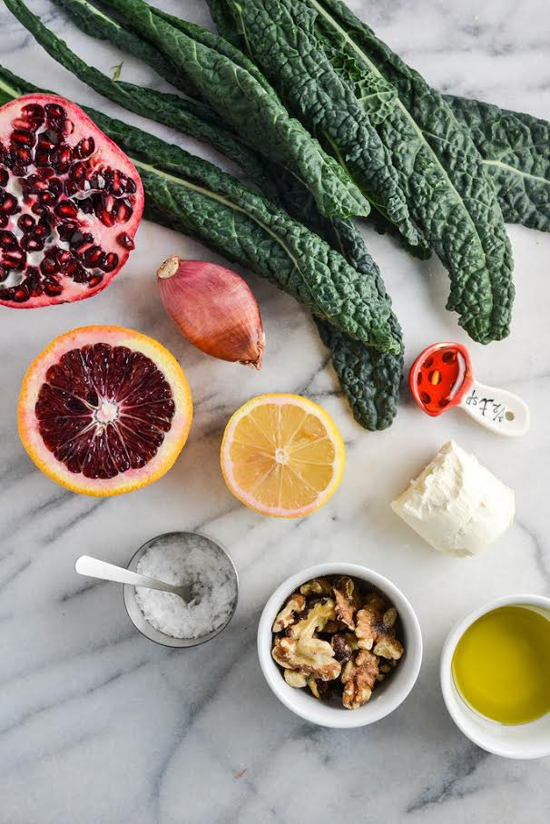 Massaged Kale Salad Topped With Blood Orange and Pomegranate1