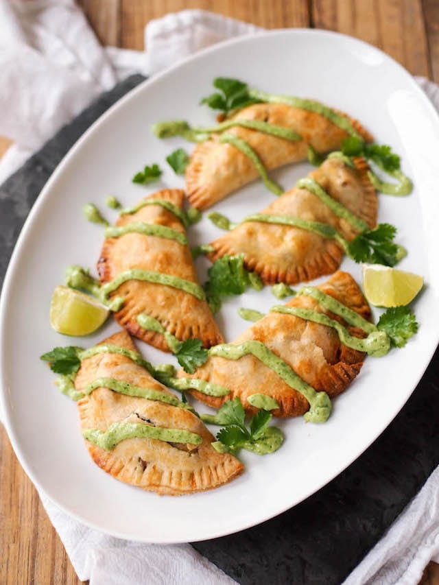 Potato and Goat Cheese Empanadas with Avocado Chimichurri