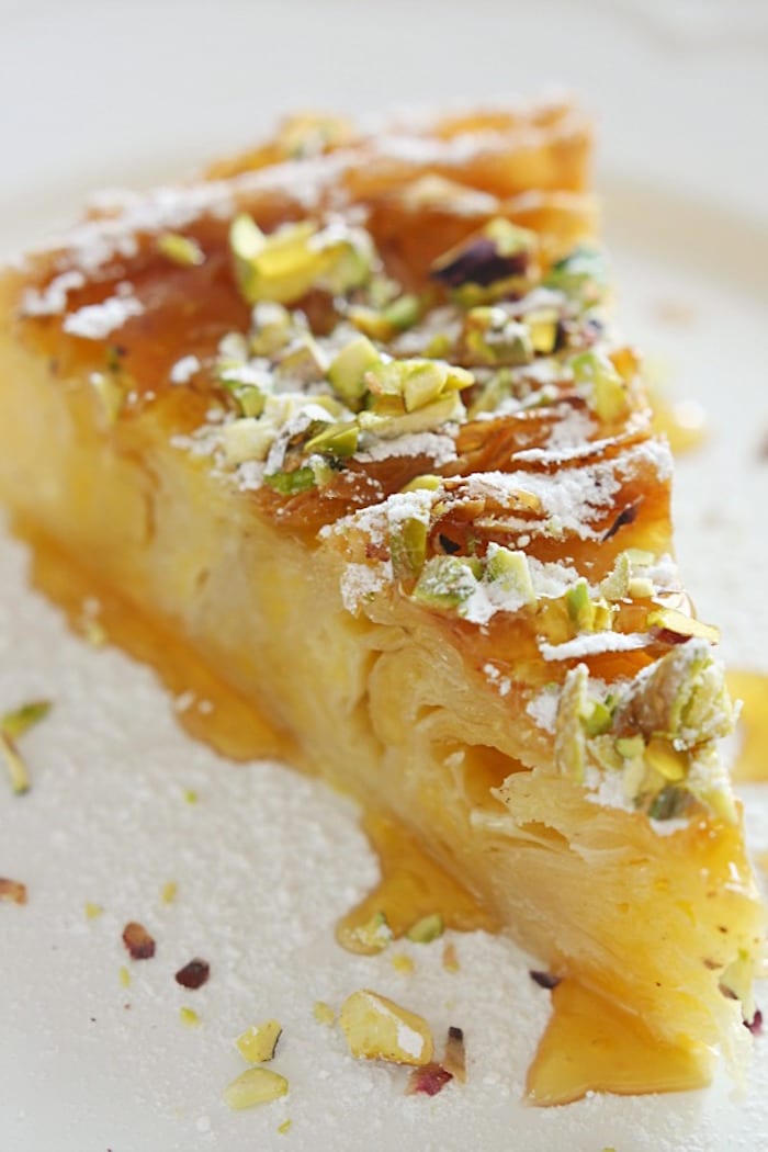 Greek Bougatsa with Honey and Pistachios