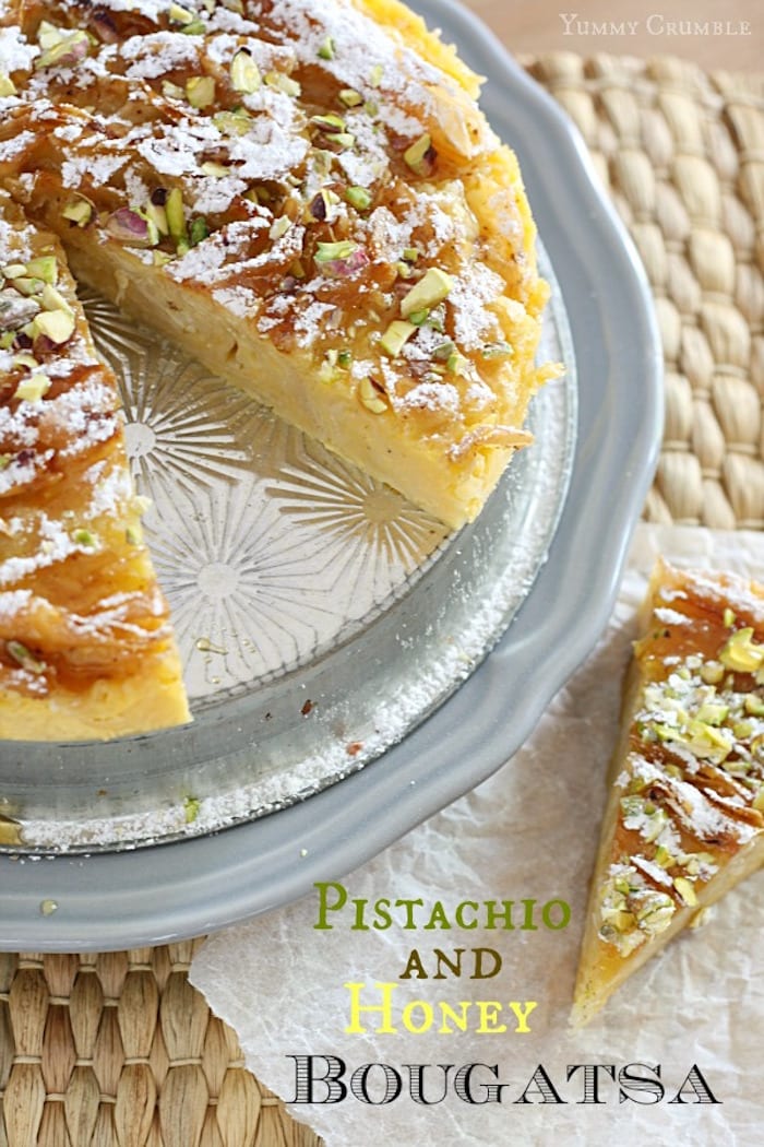 Greek Bougatsa with Honey and Pistachios