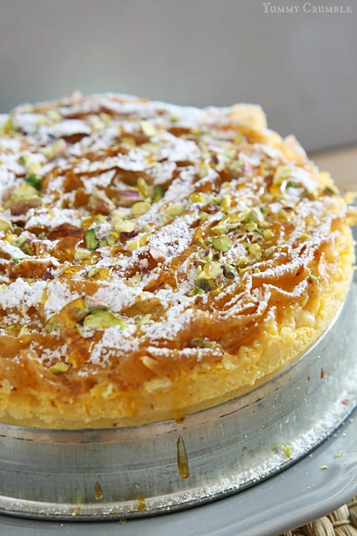 Greek Bougatsa with Honey and Pistachios