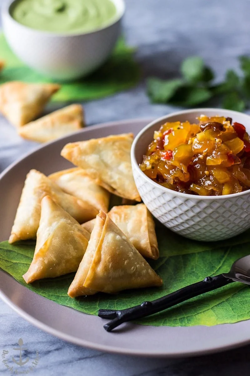 Potato Samosas and Mango Chutney