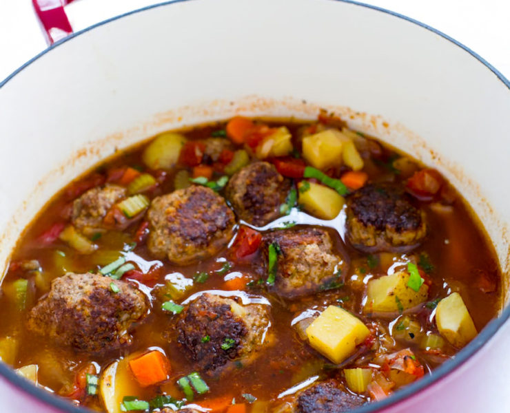 Rustic Italian Meatball and Potato Soup