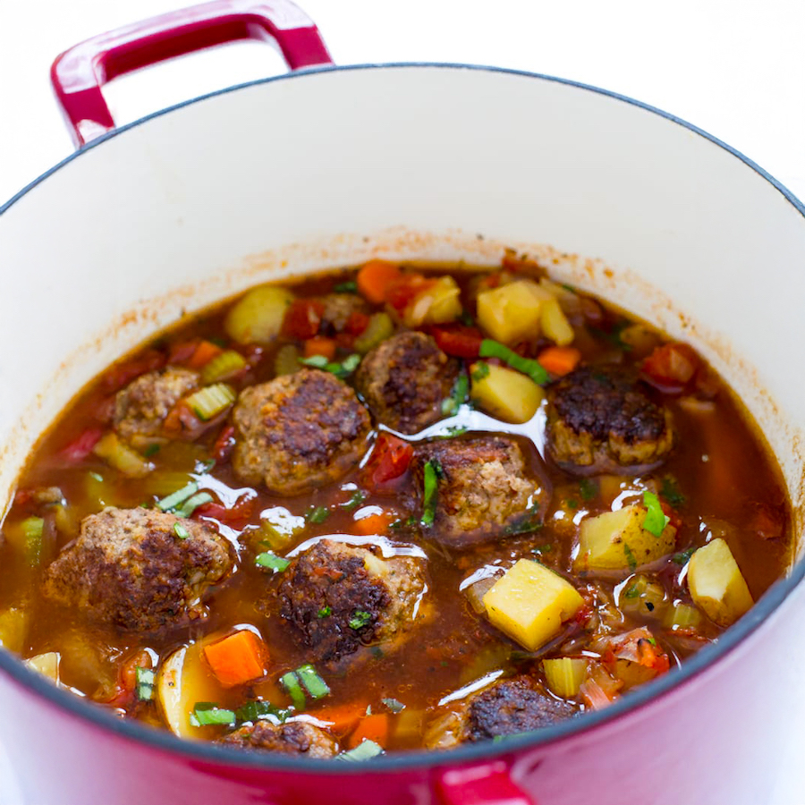 Rustic Italian Meatball and Potato Soup