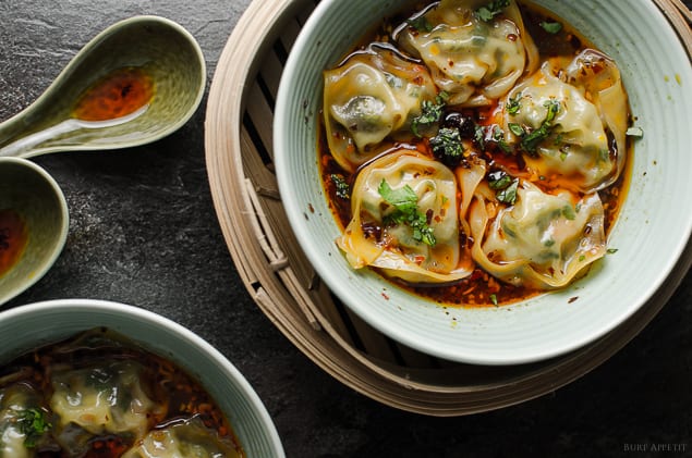 Steamed Wonton in Chili Broth