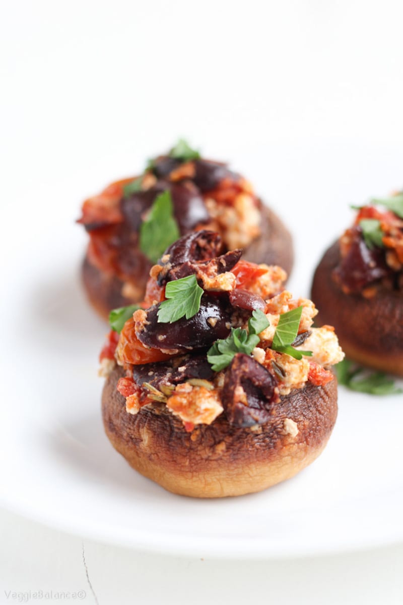 Feta and Tomato Roasted Stuffed Mushrooms