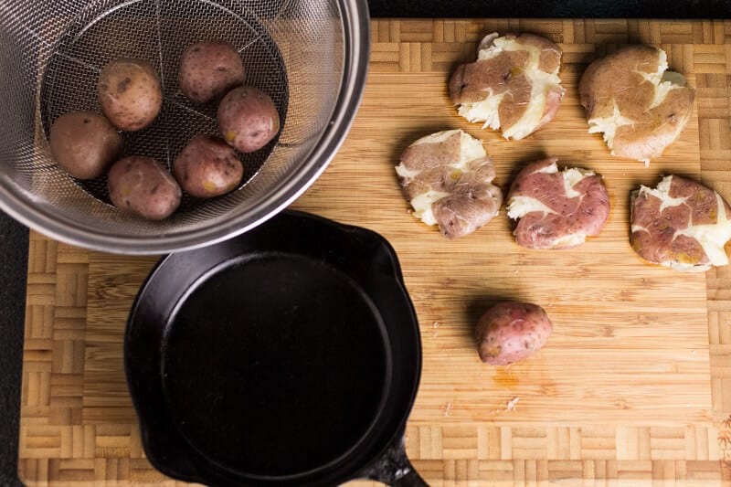 Smashed Potatoes with Feta Cream