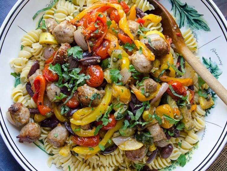 Roasted Vegetable and Italian Sausage Pasta