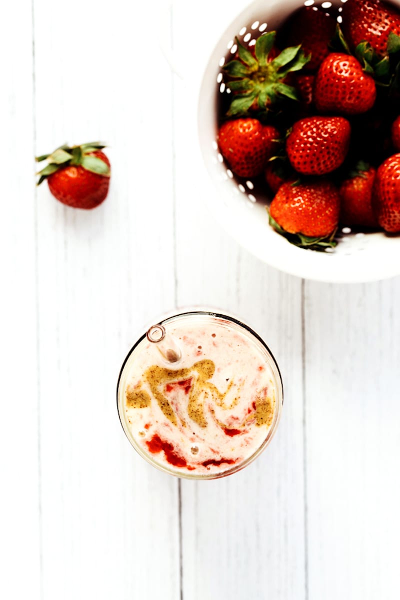 Strawberry and Almond Butter Swirl Smoothie
