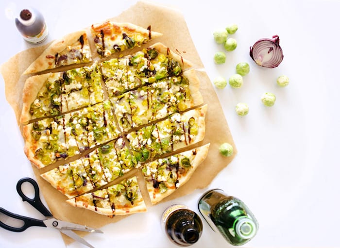 Brussels Sprout and Beer Caramelized Onion Pizza