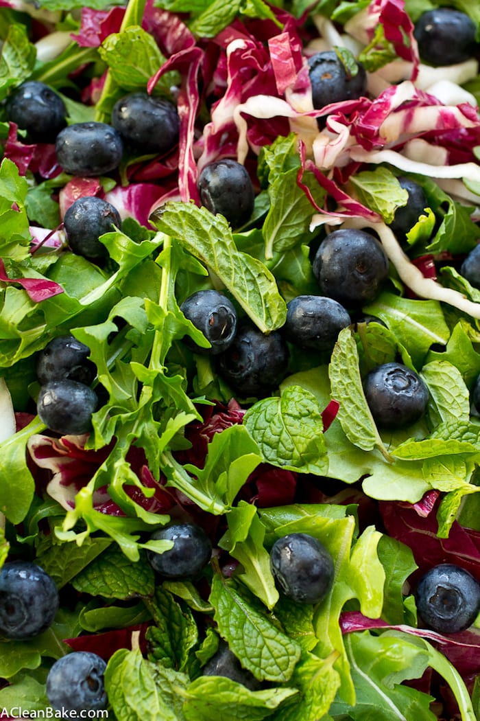 Jerk Salmon and Blueberry Radicchio Slaw