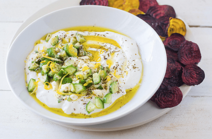 Labneh and Beet Chips