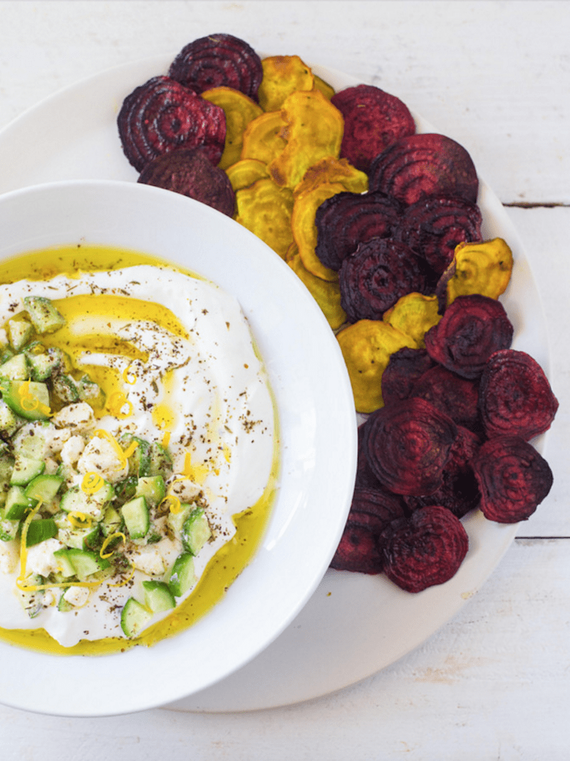 Labneh and Beet Chips