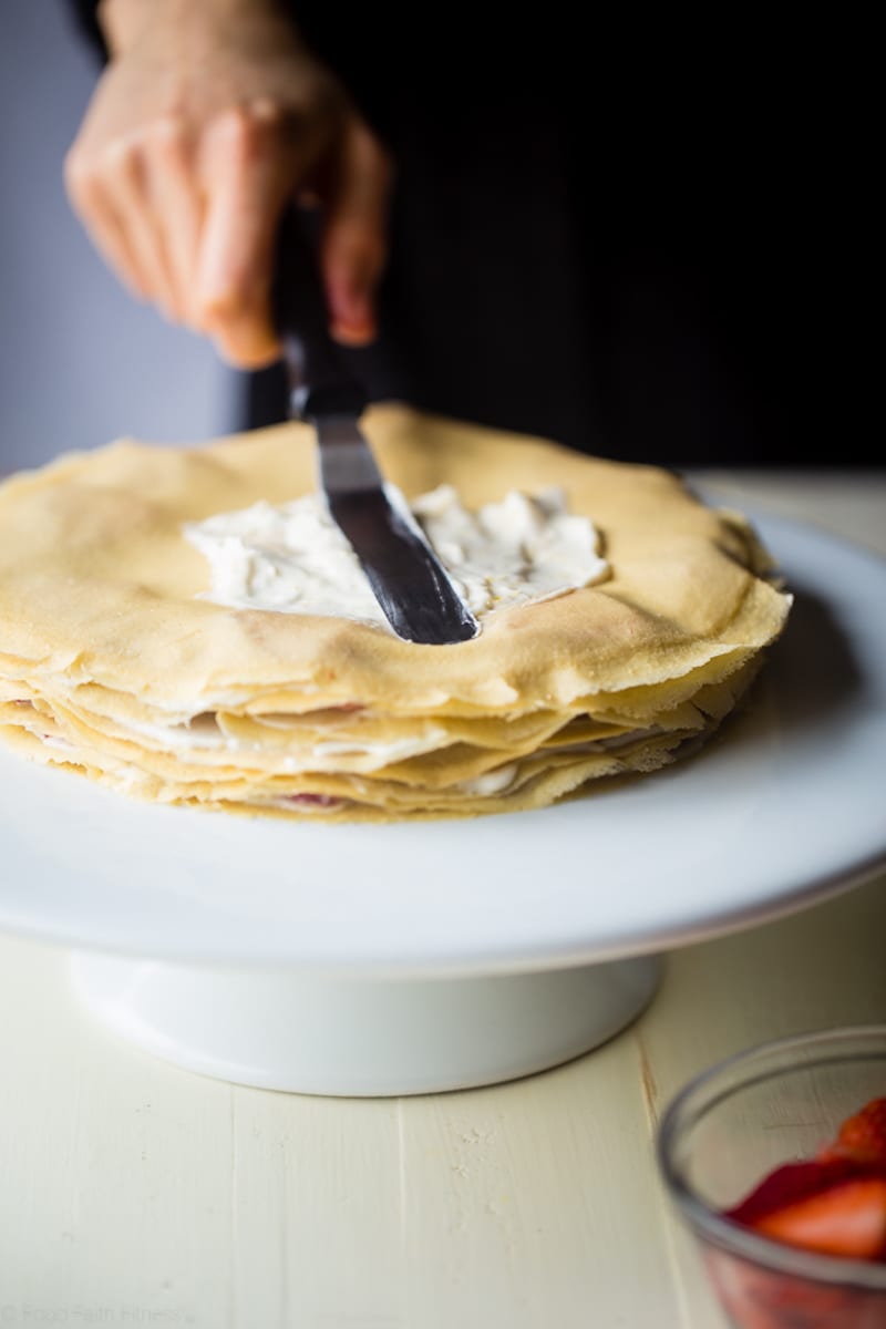 Lemon Strawberry Coconut Crepe Cake