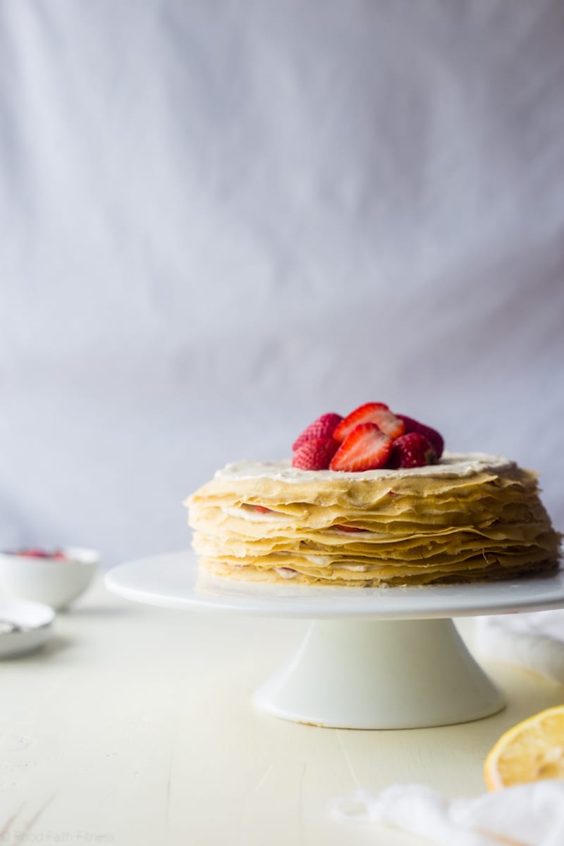 Lemon Strawberry Coconut Crepe Cake