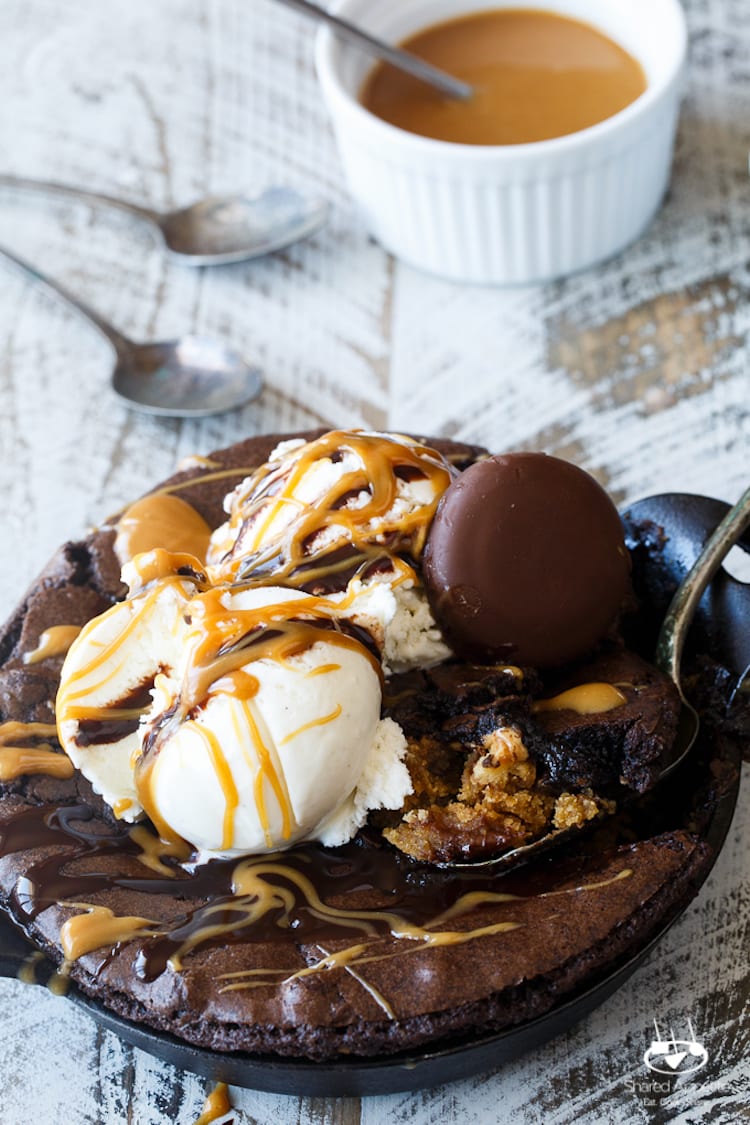 Peanut Butter Cookie Dough Skillet Brownie
