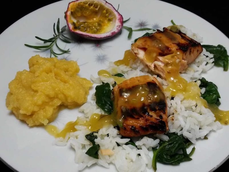 Leek and Passionfruit Grilled Salmon