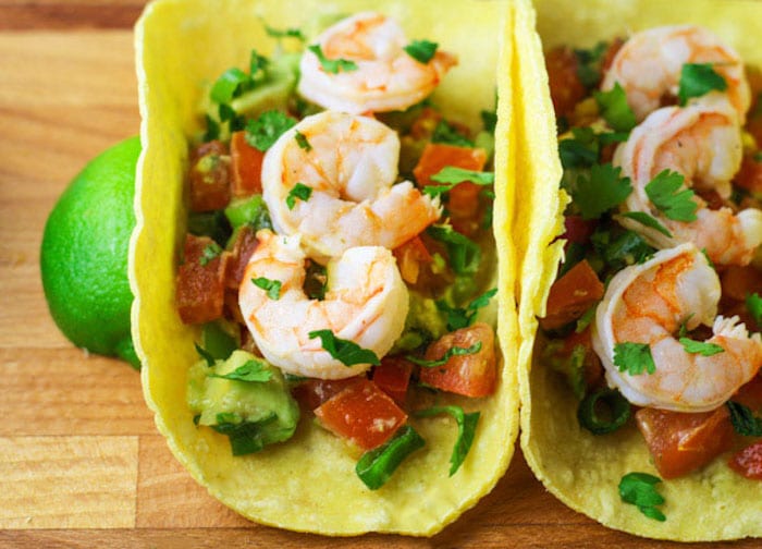 Shrimp Tacos with Avocado Pico