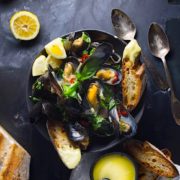 Beer Steamed Mussels with Aioli