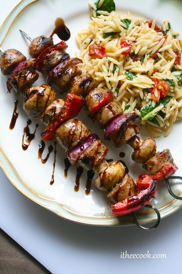 Grill Like an Italian with Colavita: Italian Sausage Kebabs with Orzo Salad