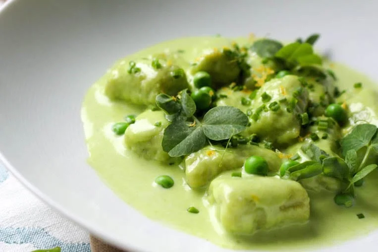 Sweet Pea Gnocchi with Tarragon Pea Cream