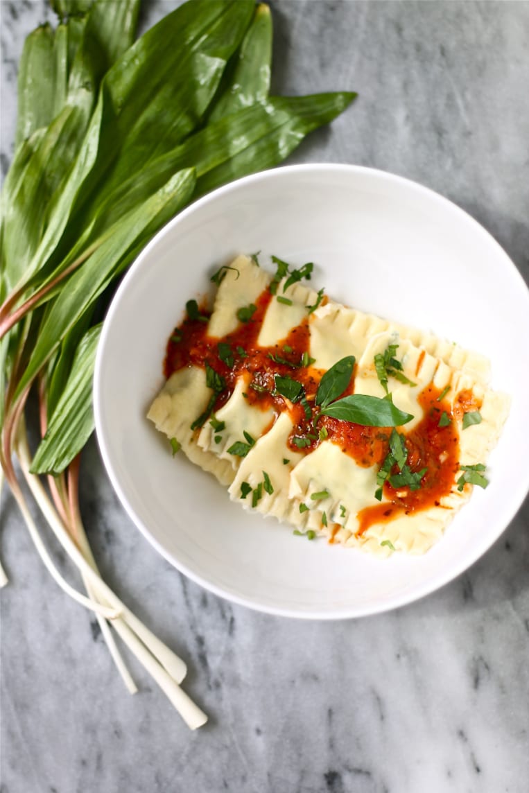 Ramp and Ricotta Filled Ravioli