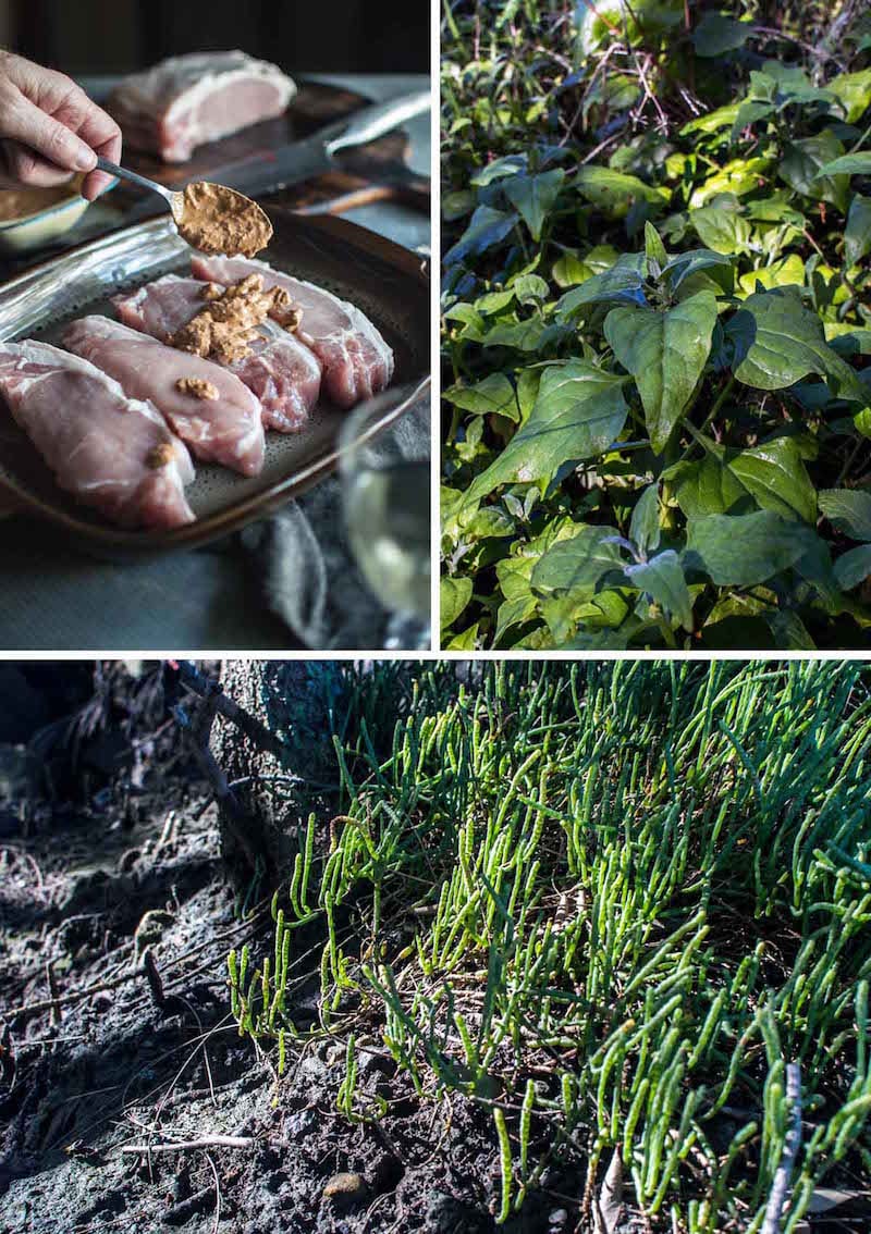 Grilled Indian Spiced Pork with Foraged Greens