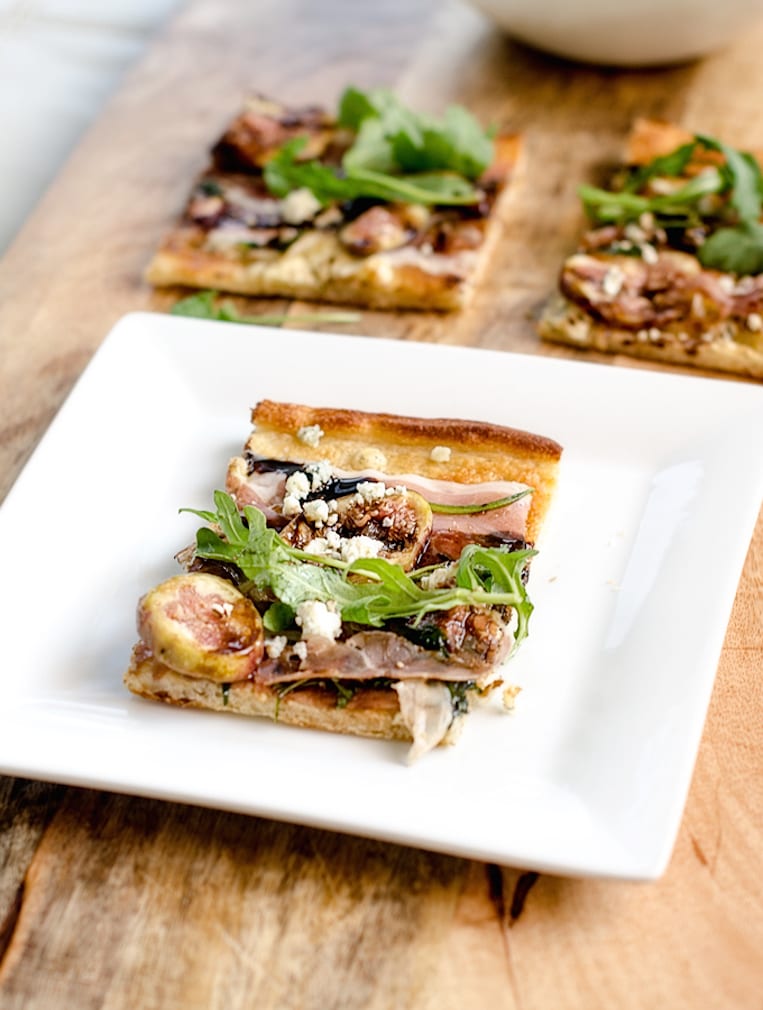 Prosciutto and Gorgonzola Pizza with Fresh Arugula and Figs