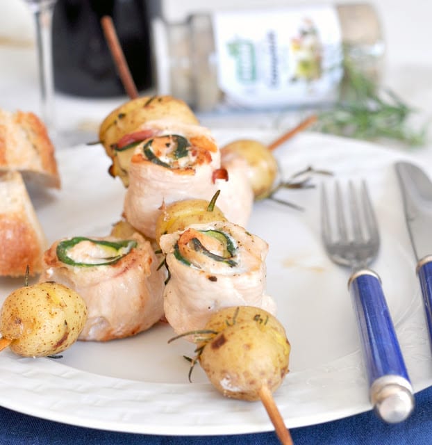 Grilled Chicken, Pancetta, and Zucchini Wheels