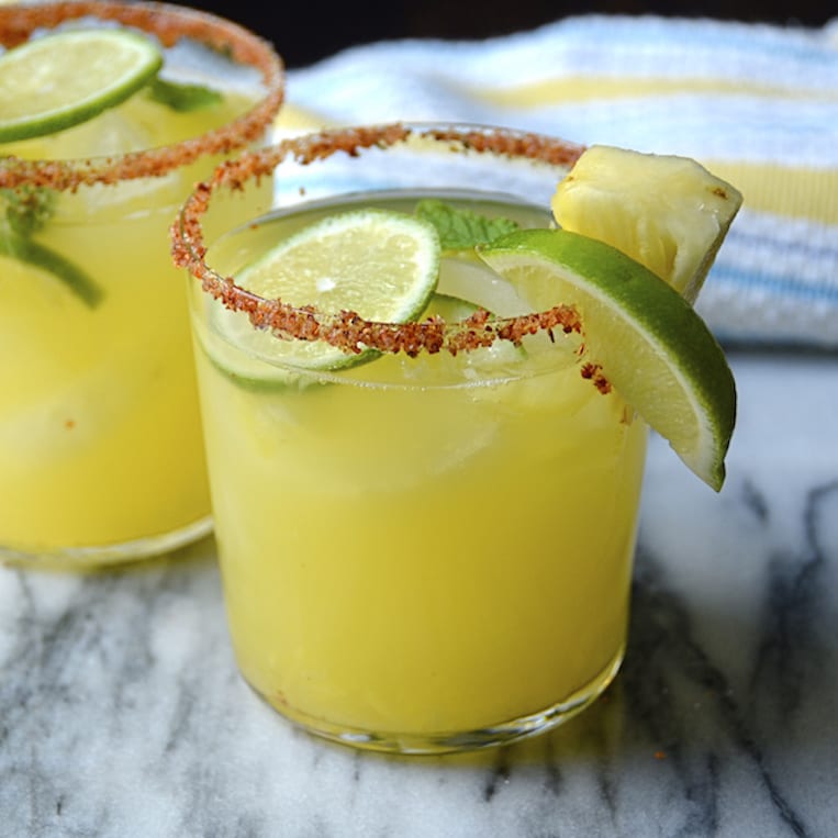 Pineapple Mojito with a Chili-Lime Rim