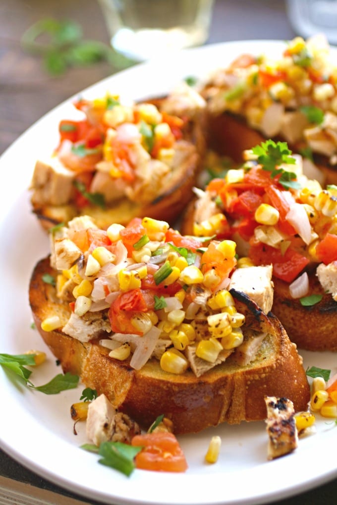 Grilled Chicken and Summer Vegetable Bruschetta