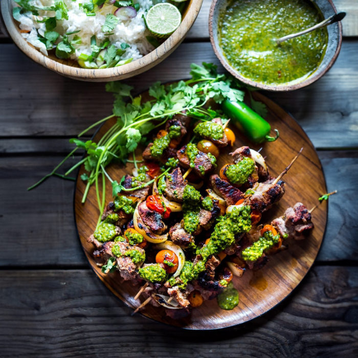 Grilled Chilean Beef Skewers with Chimichurri