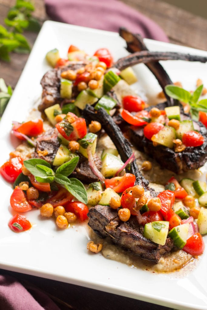 Grilled Lamb with Eggplant and Crispy Chickpeas