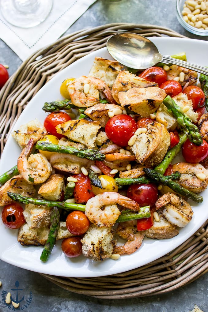 Grilled Panzanella Shrimp Salad