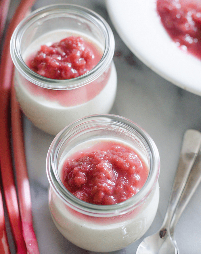 Sour Cream Panna Cotta and Rhubarb Compote