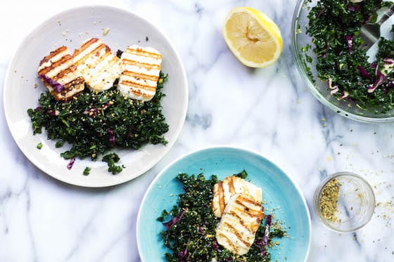 Grilled Haloumi and Kale Salad