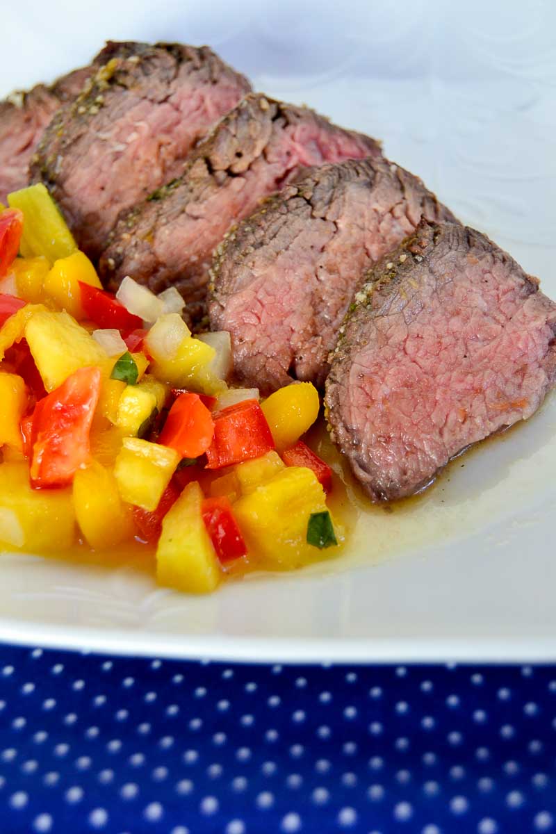 Grilled Steak and Mango Pepper Salsa