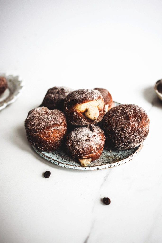 Tiramisu Donuts with White Chocolate Filling