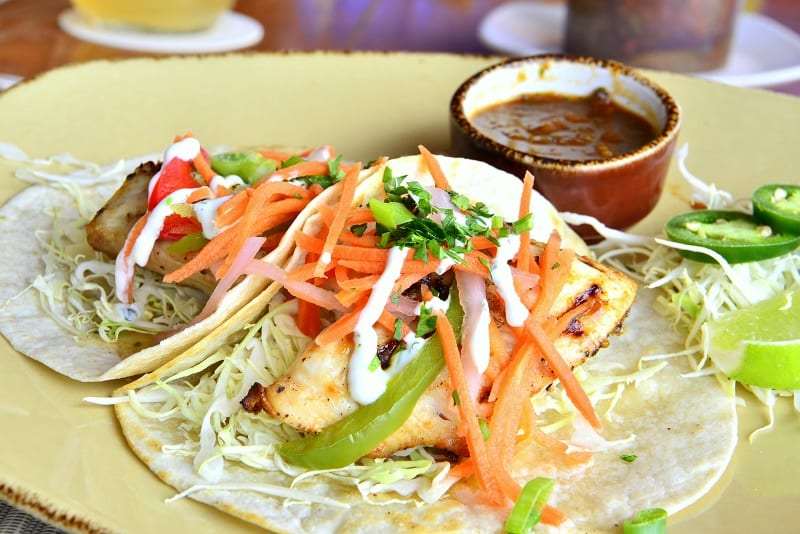 Perfectly grilled fish for tacos at Kohanaiki. Image: Kurt Winner