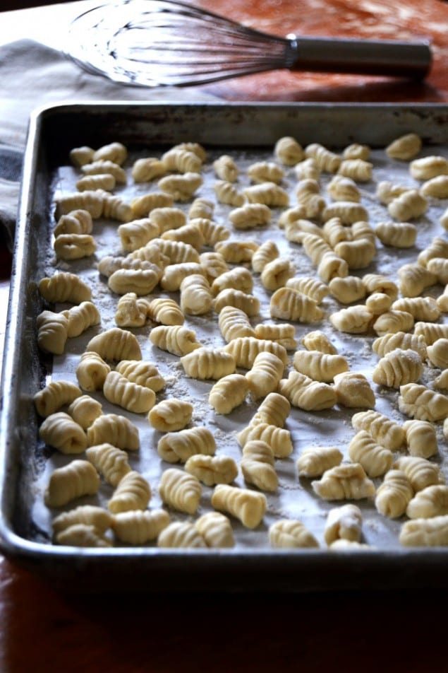 Ricotta Cavatelli with Pea Sprout Hazelnut Pesto