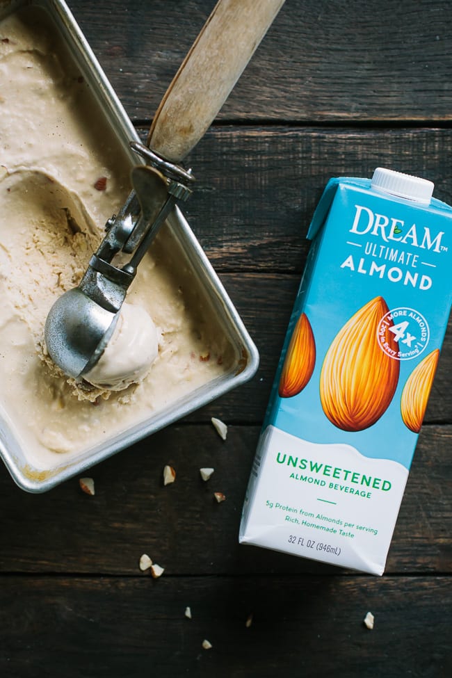 Dairy Free Toasted Almond and Coconut Ice Cream