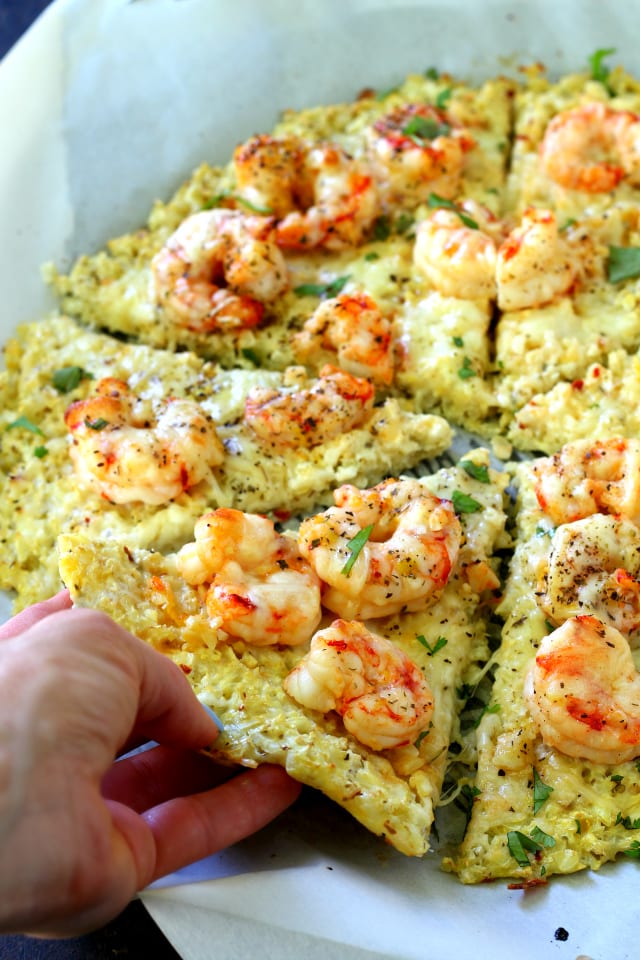 Cauliflower Crust Shrimp Pizza