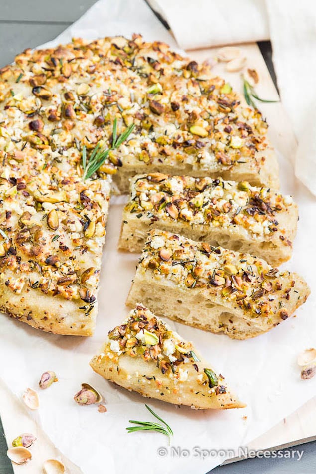 No-Knead Goat Cheese Focaccia with Pistachios