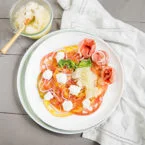 Heirloom Caprese Salad with Basil Granita