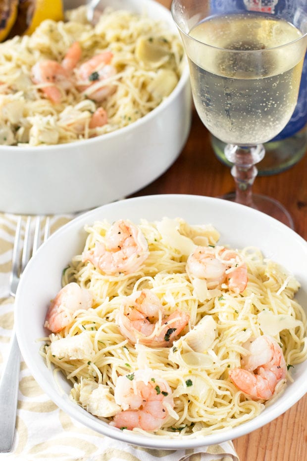 Lemon Artichoke and Shrimp Pasta