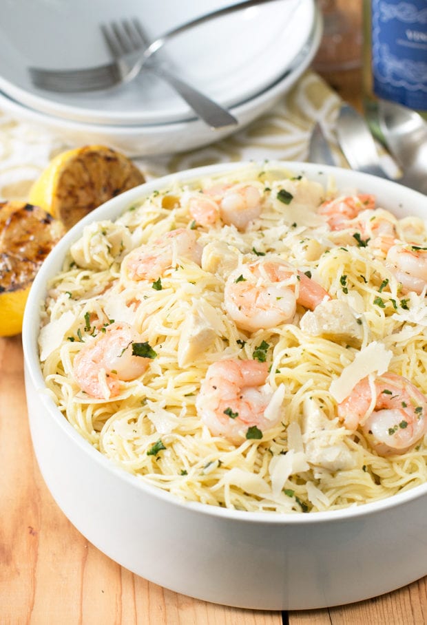 Lemon Artichoke and Shrimp Pasta