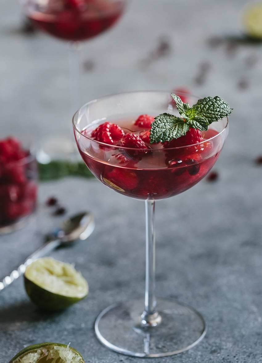 Pomegranate and Raspberry Rosé Cocktail